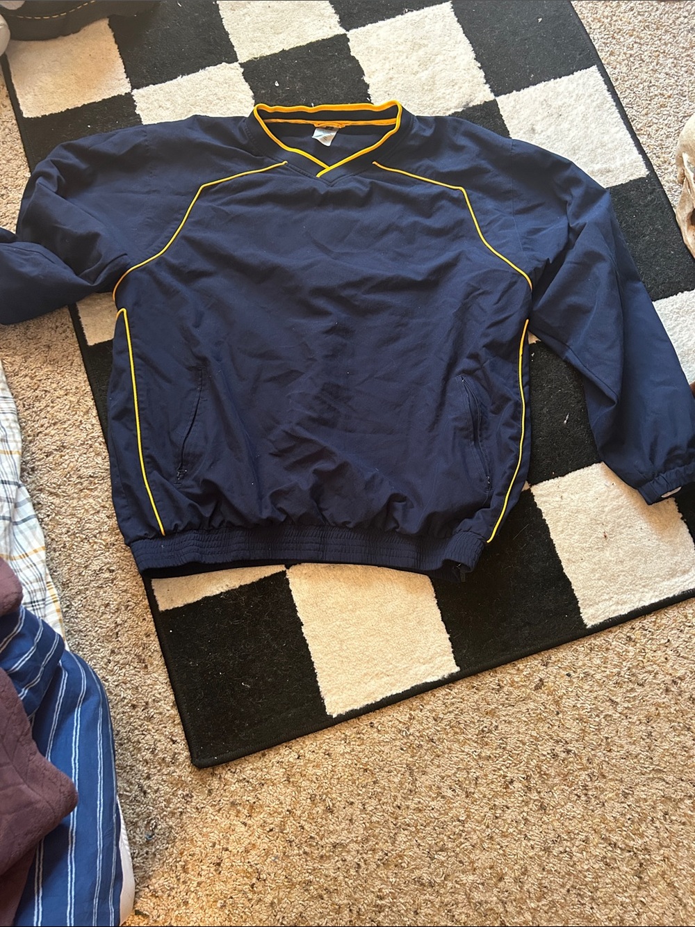 90’s Navy Russell windbreaker with yellow accents